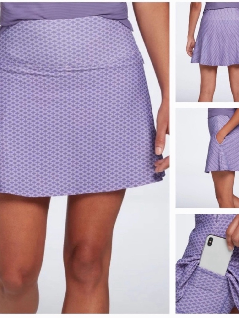 Light Purple Printed Skater Skirt with Hidden Pocket